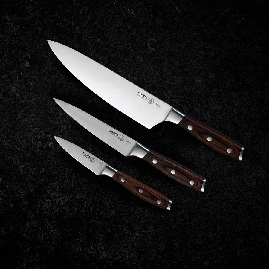 Avanta 3 piece Pakkawood Knife Set - Stone & Spoon