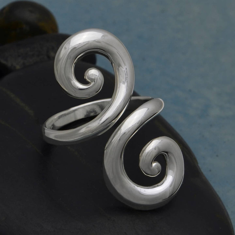 Swirl Adjustable Ring Sterling - Stone & Spoon