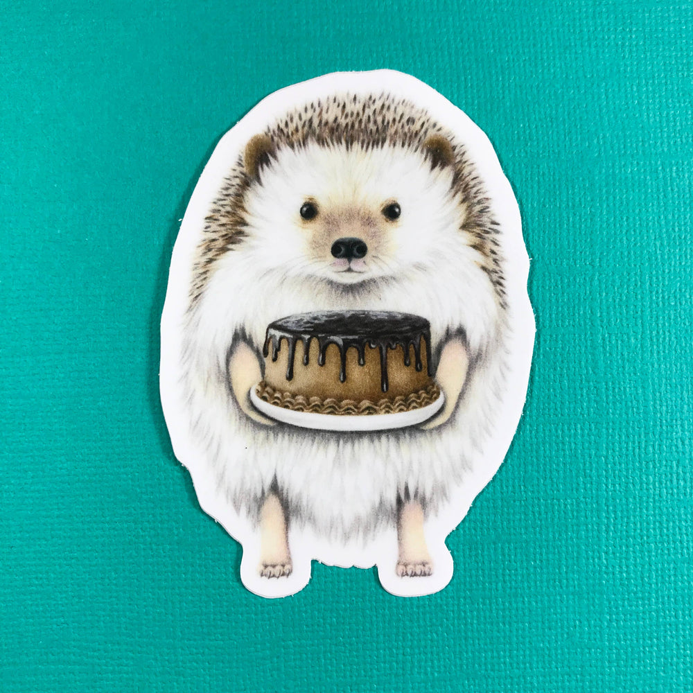 Hedgehog with Cake sticker - Stone & Spoon