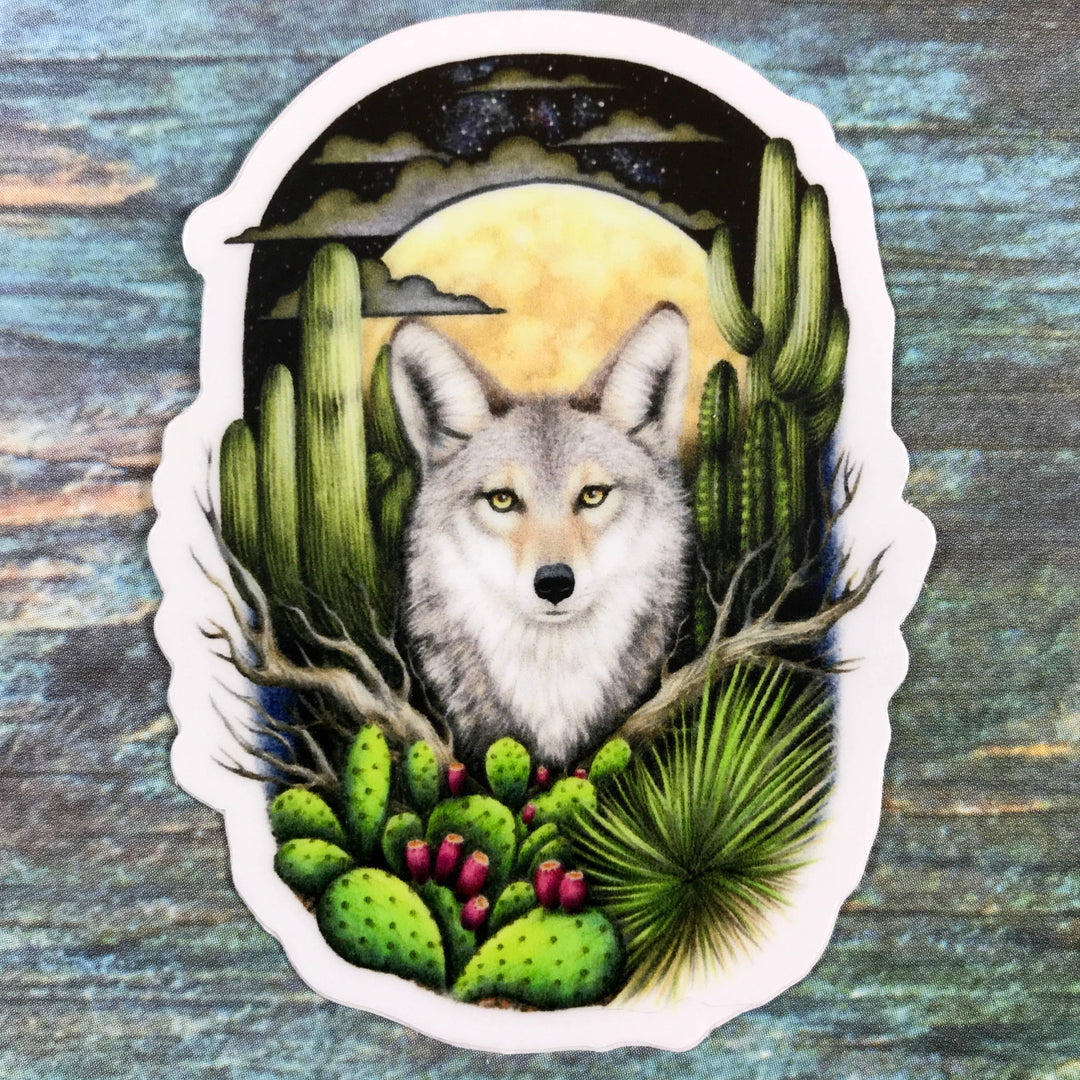 Coyote & Full Moon sticker - Stone & Spoon