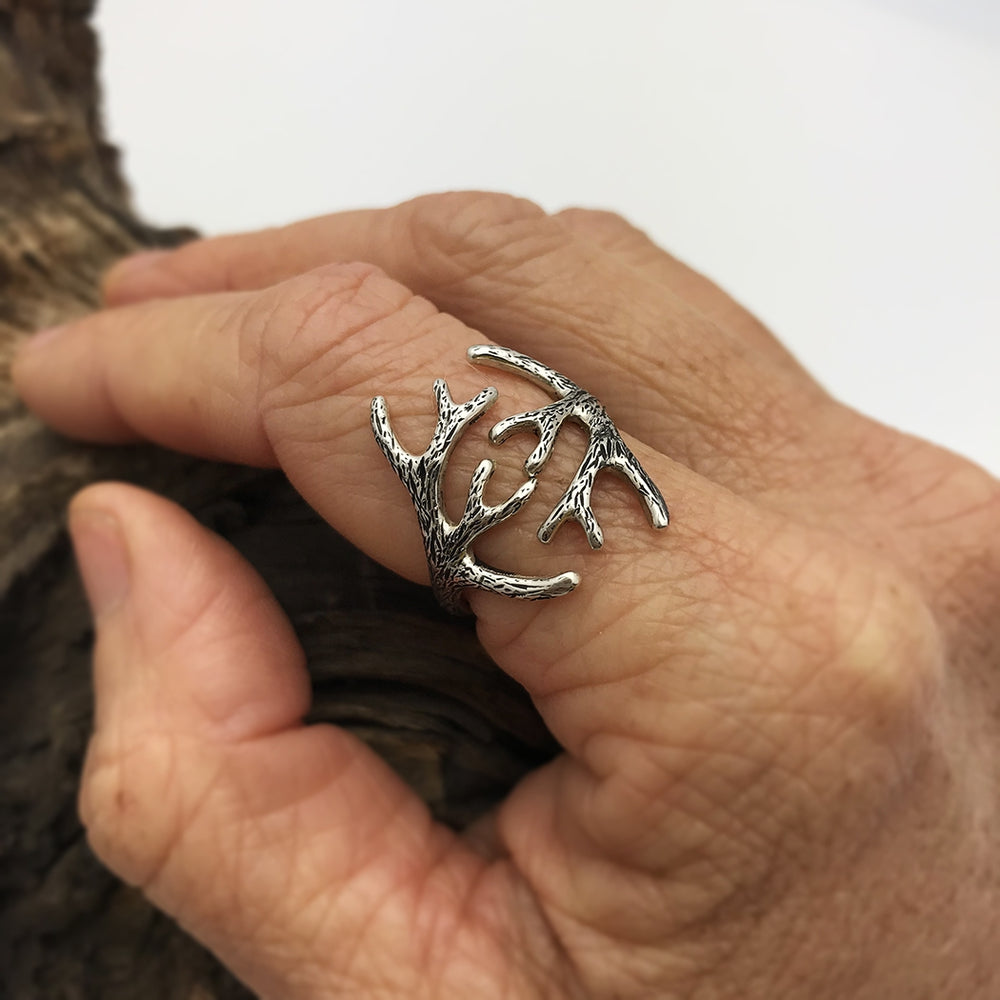 Antler Adjustable Ring Recycled Sterling - Stone & Spoon
