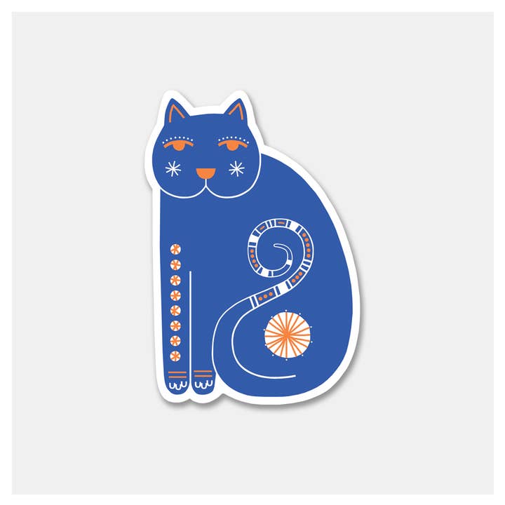 Blue Scandi Cat Sticker - Stone & Spoon
