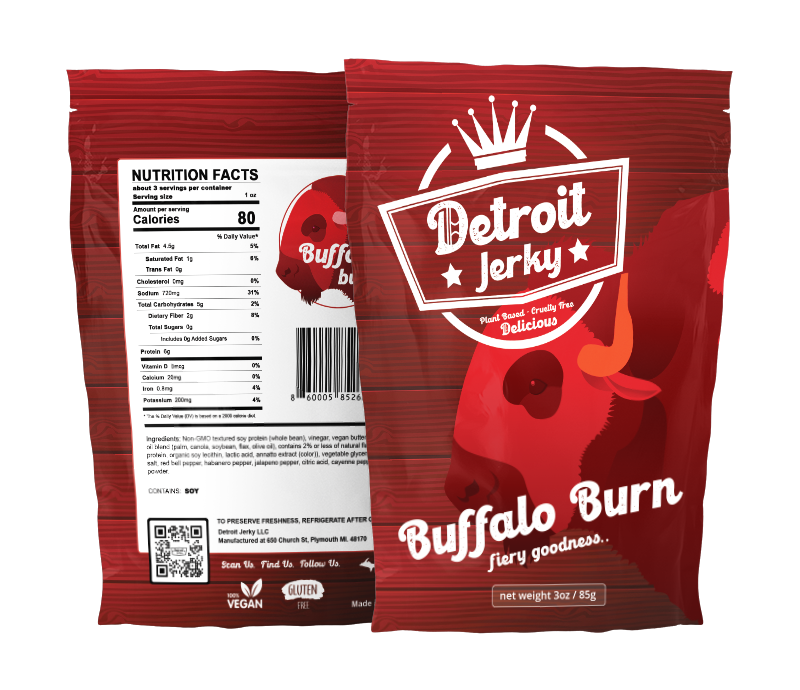 Detroit Jerky Vegan Buffalo Burn Jerky