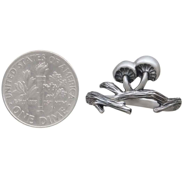 Branch And Mushroom Adjustable Ring Sterling Silver - Stone & Spoon