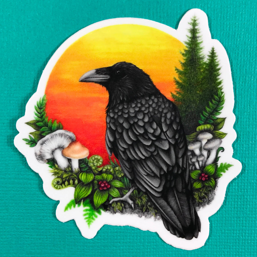 Raven and sun sticker