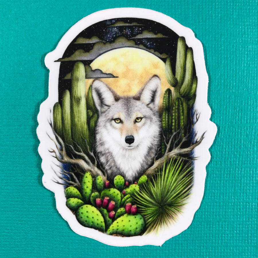 Coyote & Full Moon sticker