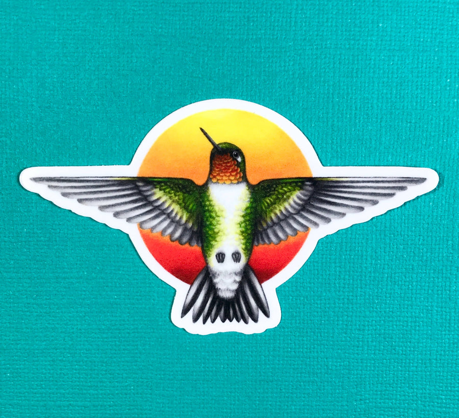 Hummingbird and sun sticker