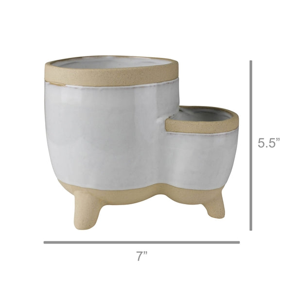 Ceramic Double Pot - Stone & Spoon