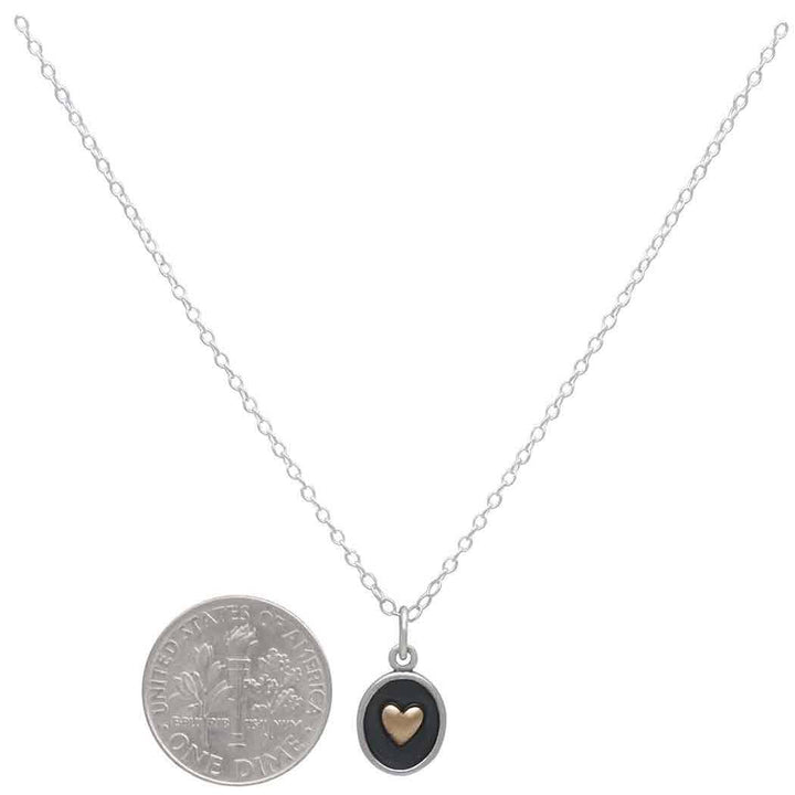 Sterling Shadowbox Bronze Heart Necklace - Stone & Spoon