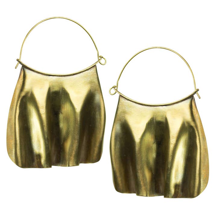 Marilyn Ruffle Brass Earrings - Stone & Spoon