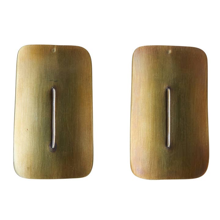 Brass Rectangle Ives Post Earrings - Stone & Spoon