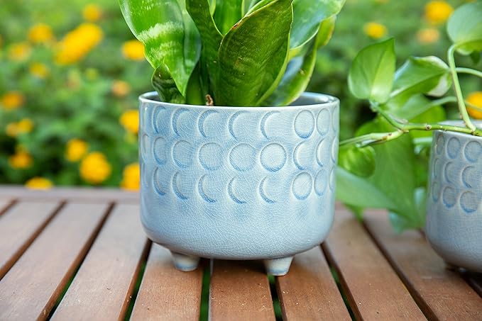6" Small Moon Phase Footed Planter - Stone & Spoon