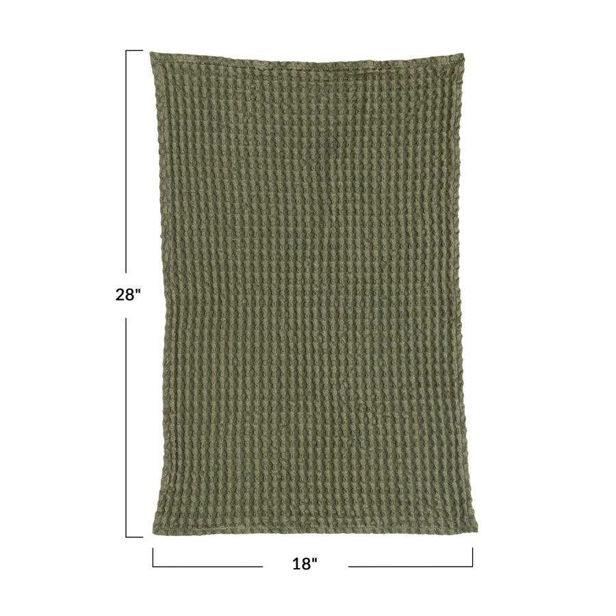 Waffle Weave 28x18 Tea Towel - Green
