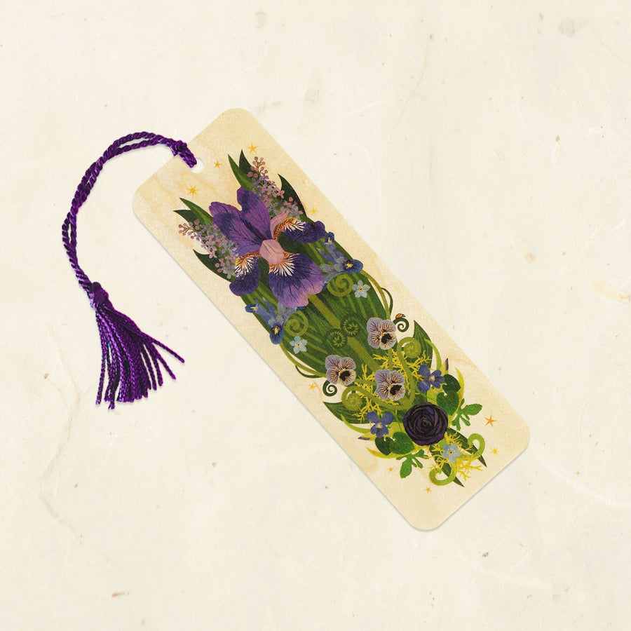 Iris & Ladybug Wood Bookmark with Tassel - Stone & Spoon