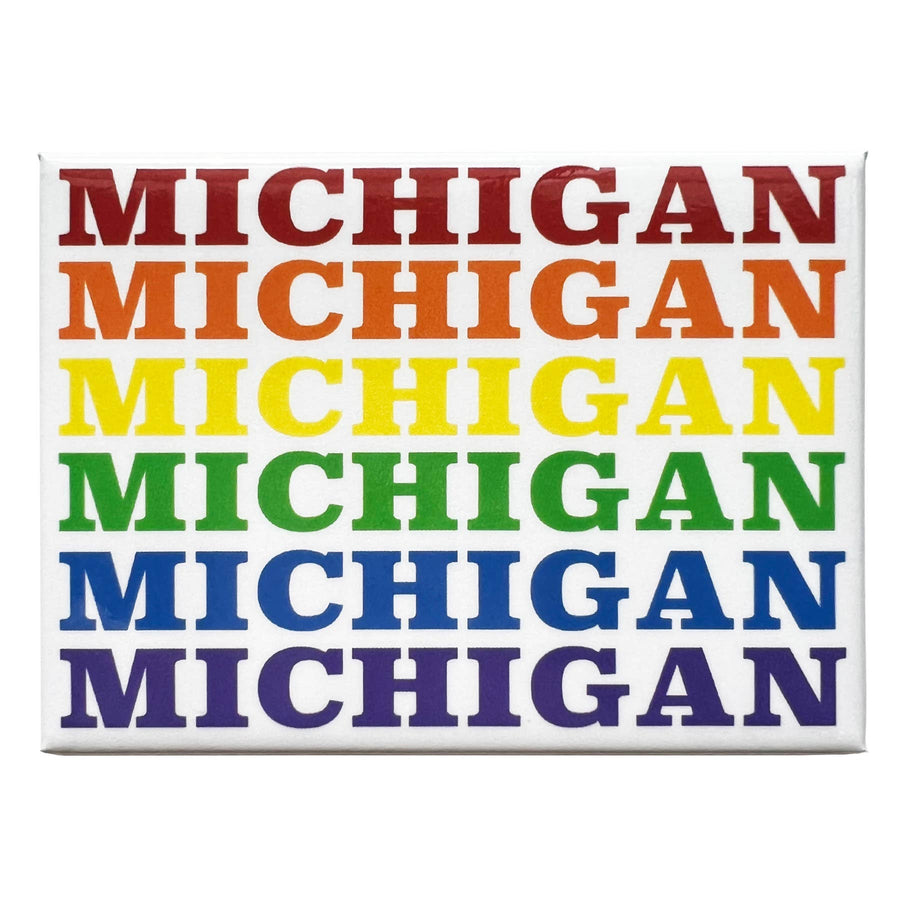 Michigan Rainbow Rectangle Magnet - Stone & Spoon